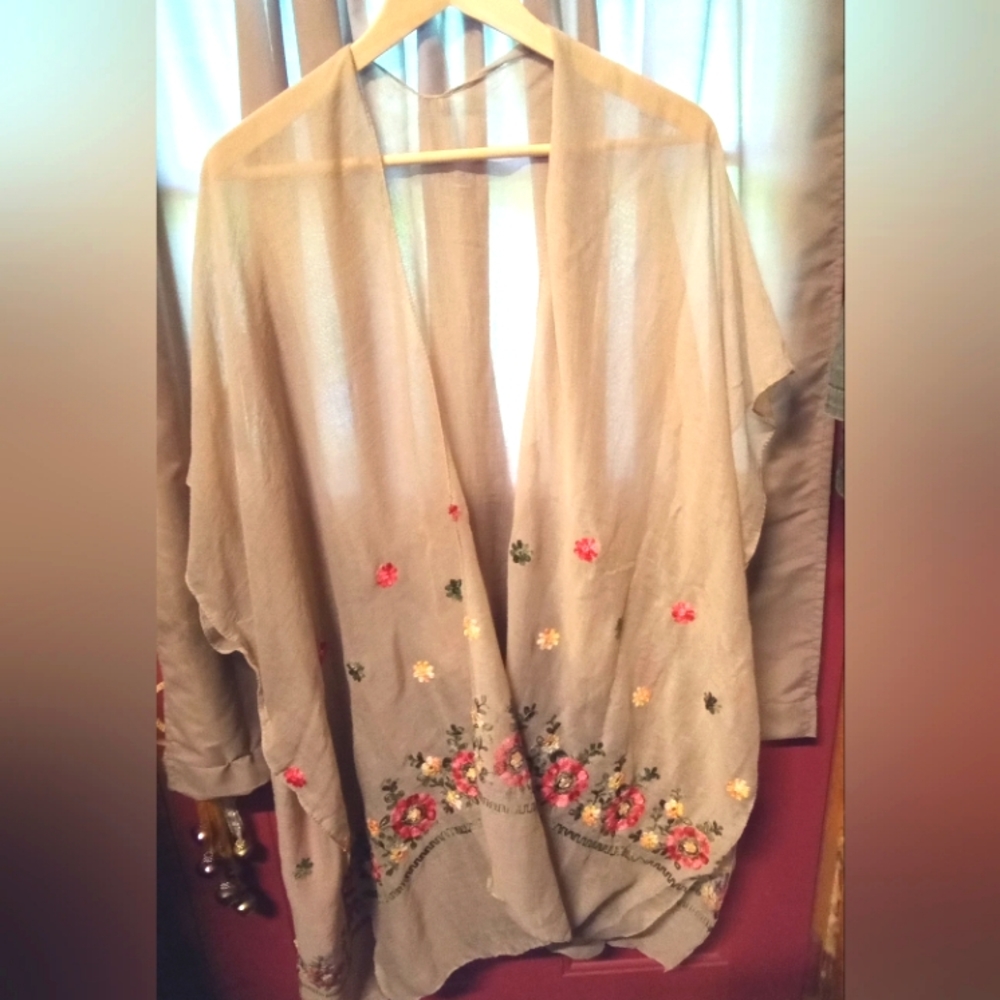 Beautiful breezy embroidered cover up